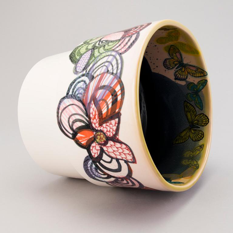 HEINI RIITAHUHTA, a porcelain flower pot 'Butterfly' signed Heini Riitahuhta 2016.