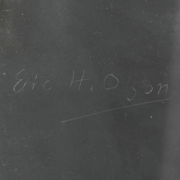 ERIC H OLSON, glass and metal, signed on verso.