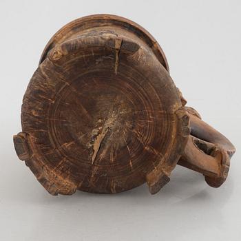 A Norwegian burr-birch tankard, circa 1800.