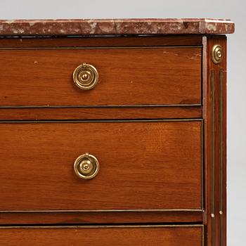 A late Gustavian mahogany commode in the manner of A. Scherling, late 18th century.