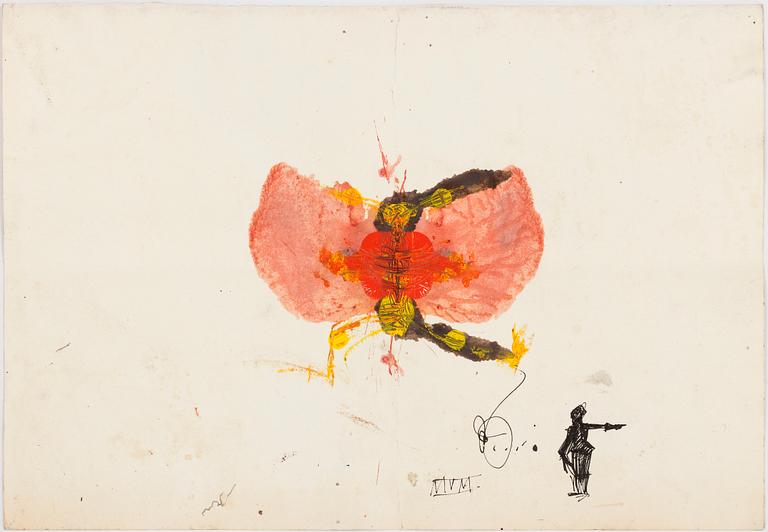 ULF RAHMBERG, mixed media on paper, signed with monogram and dated MVM on verso.