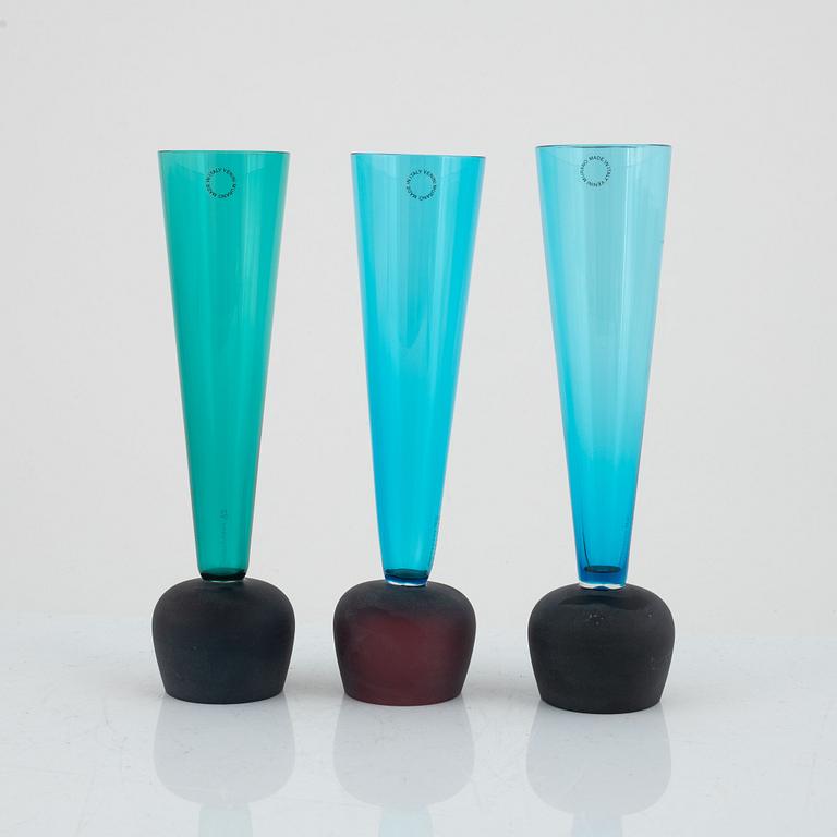 Venini, three 'Desdy' glass goblets, Murano, Italy, 1995.