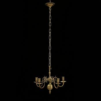 LJUSKRONA, mässing,  barockstil. Tidigt 1900-tal. Höjd ca 45 cm exklusive kedja.