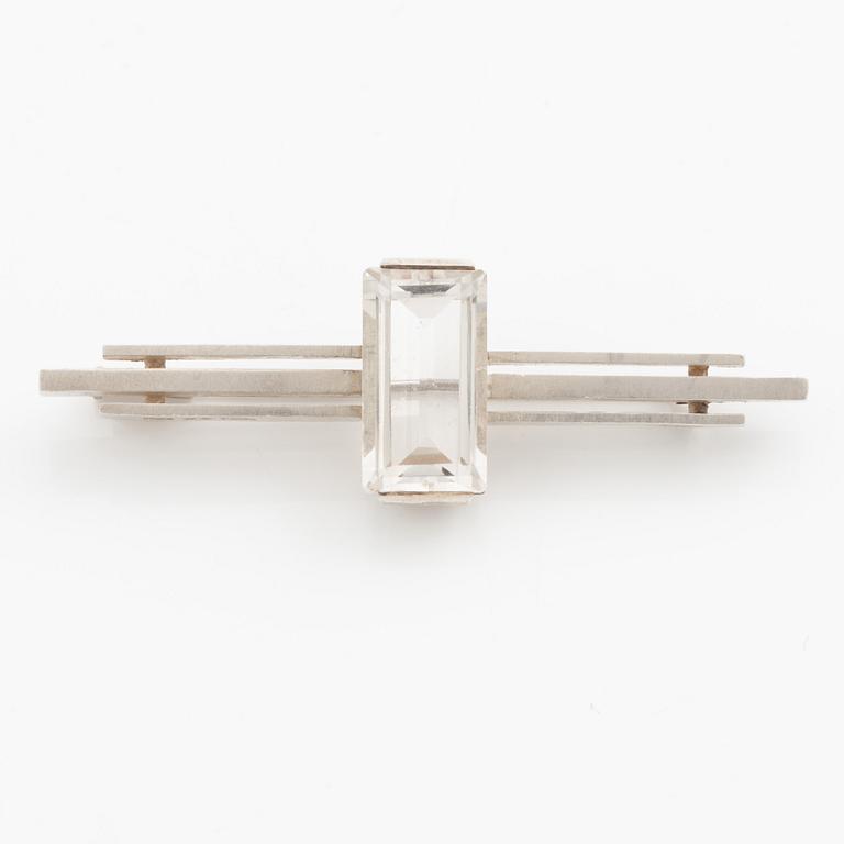 Brooch, silver with faceted rock crystal, Engelbert Stockholm 1946.