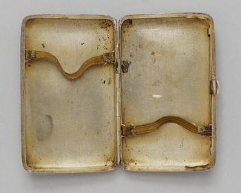 A RUSSIAN SILVER AND ENAMEL CIGARETTE-CASE, unidentified makers mark, Moscow 1899-1908.