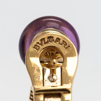 Bulgari "Mediterranean Eden" örhängen, 18K guld, diamanter ca 0.12 ct tot, peridoter och ametister.