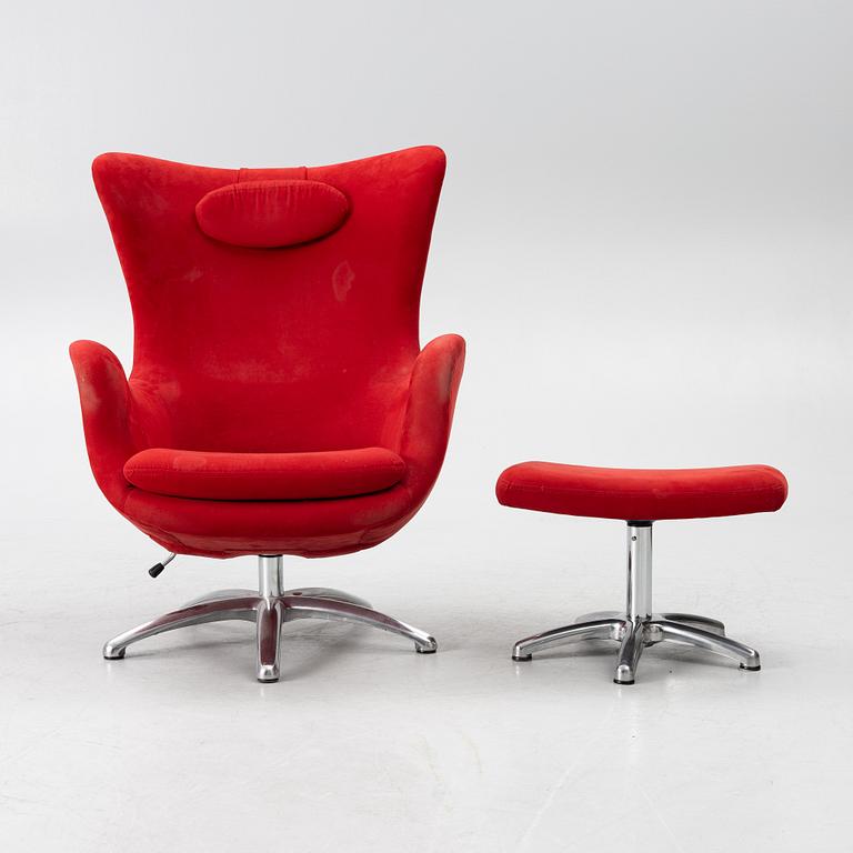 Gustav Axel Berg, armchair and footstool, "Status", Bröderna Andersson.