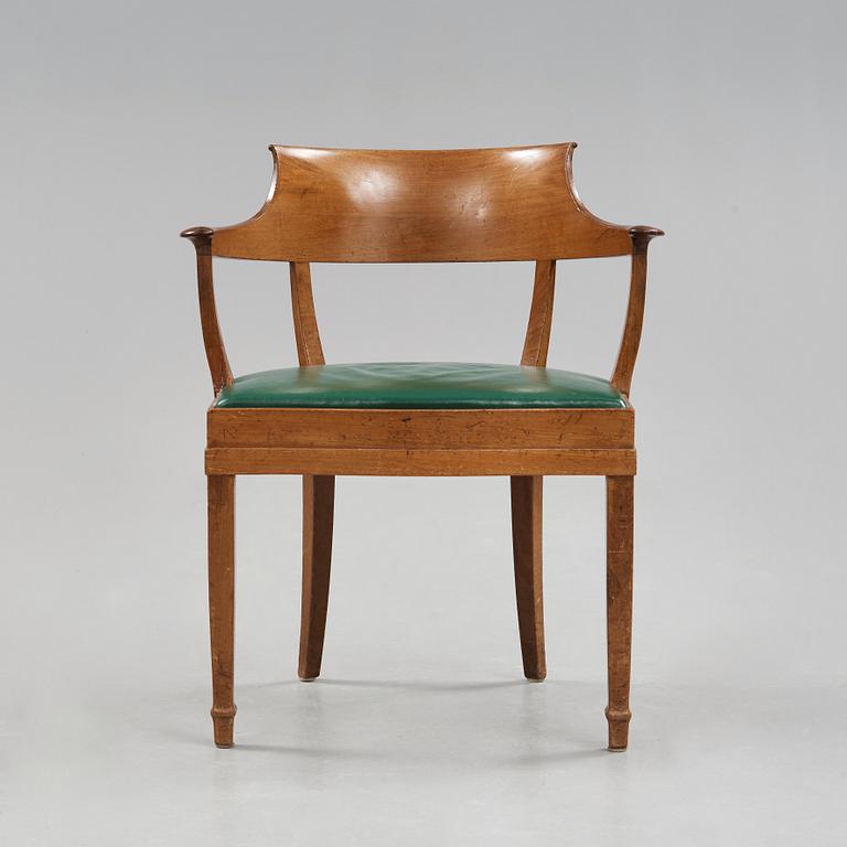 Alfred Grenander, a mahogany and green leather armchair, ca 1905.