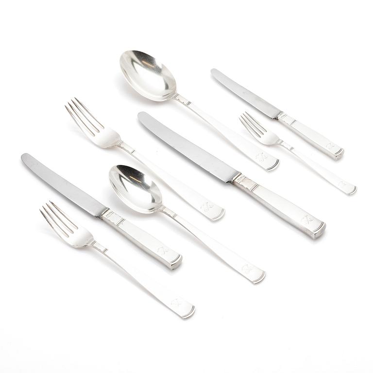 Jacob Ängman, Cutlery service, 144 pieces, silver, “Rosenholm”, GAB, Stockholm, 1936.