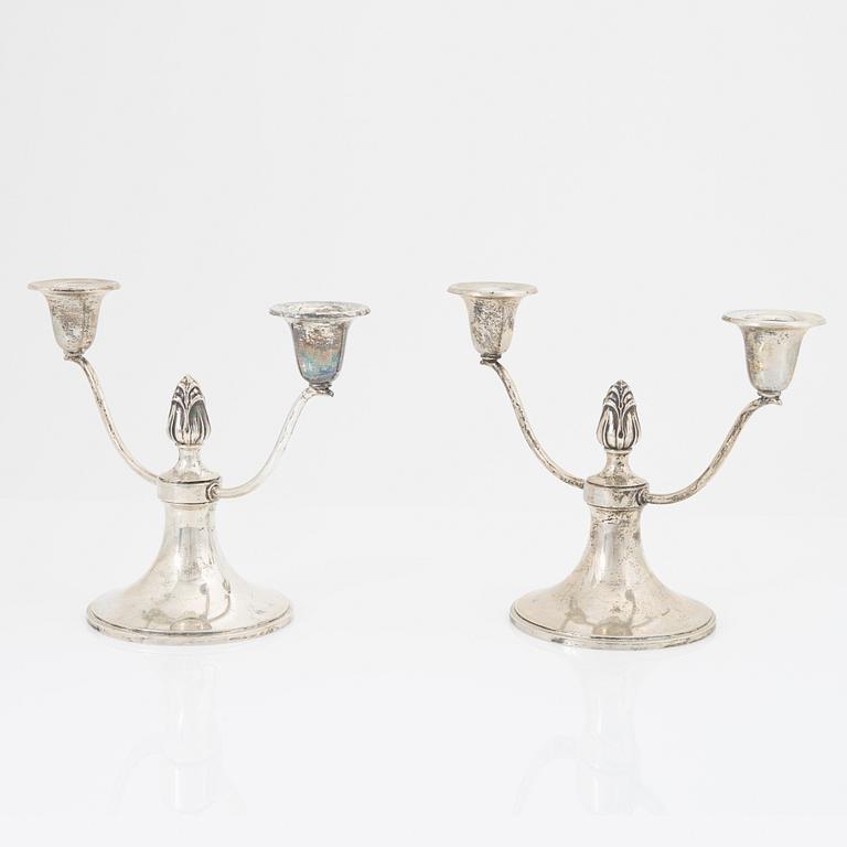 Kandelabrar, ett par, silver, svensk importstämpel.