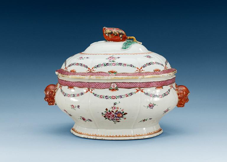 A famille rose tureen and cover, Qing dynasty, Qianlong (1736-95).