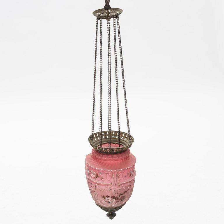 A glass ceiling lantern, circa 1900.