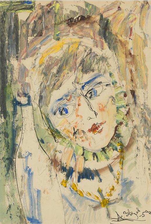 Anatole Zverev, blandteknik på papper, signerad och daterad -58?.