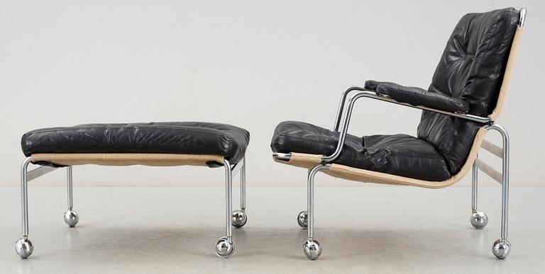 FÅTÖLJ samt PALL, "Karin", Bruno Mathsson.