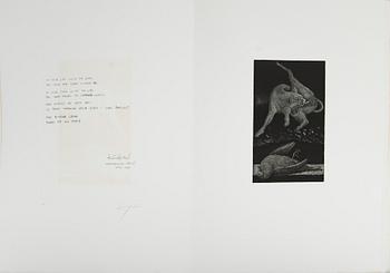 MAPP med sju etsningar av Jörgen Boberg med poesi av Knud Holten, "Separated Yearnings", signerade, 1979.