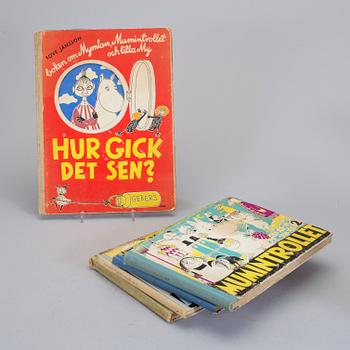 BÖCKER, 5 st, Tove Jansson, bl a "Hur gick det sen?" 1952.