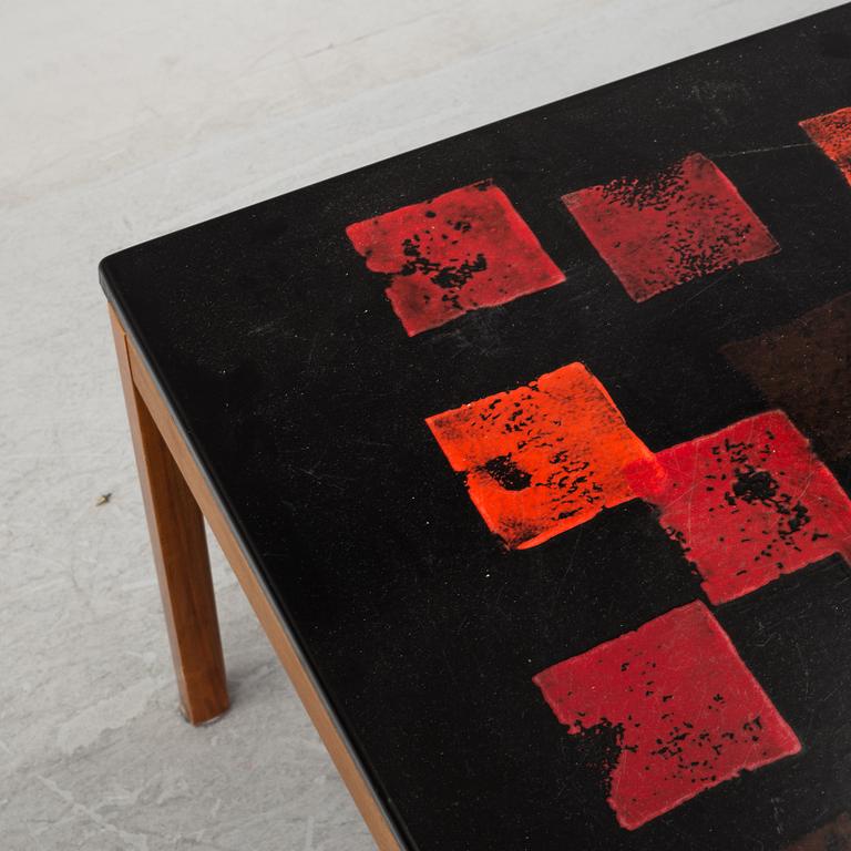 DAVID ROSÉN/ALGOT TÖRNEMAN, soffbord "579-112", bordsskiva "Röd kvadrat". AB Seffle möbelfrabrik.
