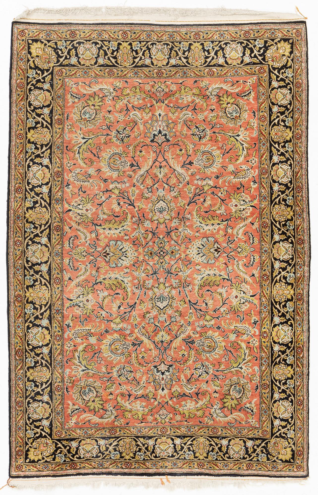 A rug, silk Quum, ca 160 x 106 cm.