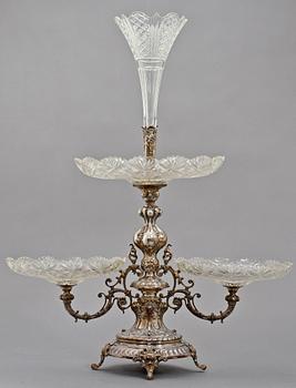 UPPSATSSKÅL, nysilver och glas, 1800-talets senare del.