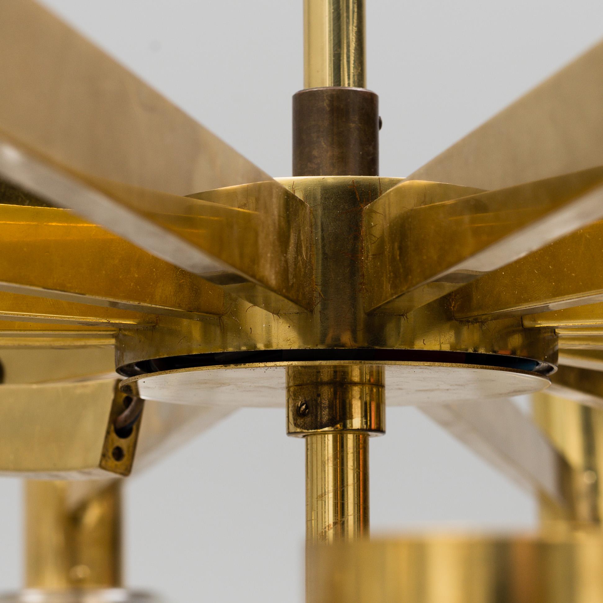 A brass ceiling light, Ott international, Germany, second half of the 20th century.