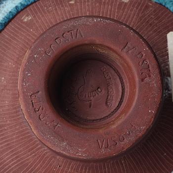 Wilhelm Kåge, a "Farsta" stoneware lidded jar and a footed bowl, Gustavsberg studio, one dated 1956.