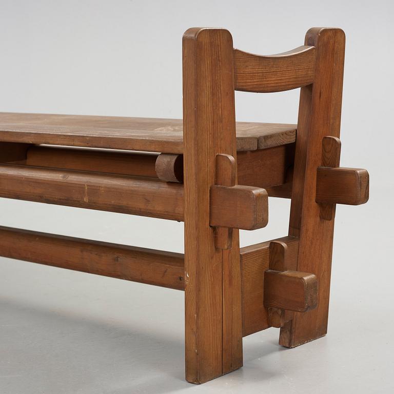 Axel Einar Hjorth, a 'Skoga' stained pine bench, Nordiska Kompaniet, Sweden 1930's.