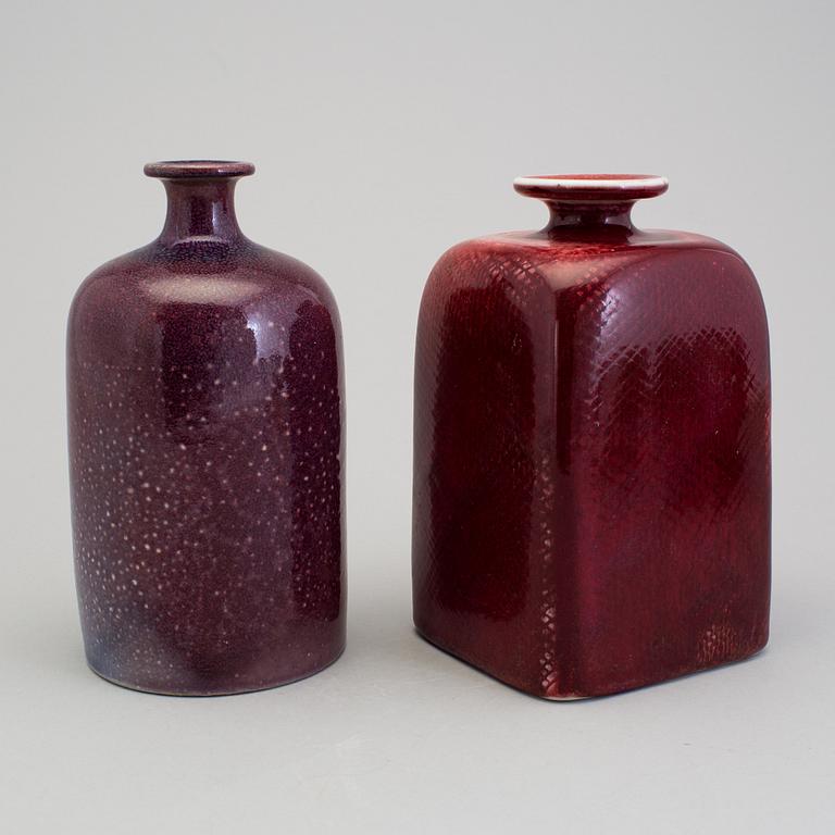 STIG LINDBERG, two stoneware vases, Gustavsberg 1960/70-tal.