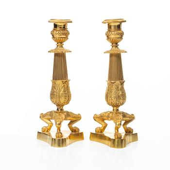 Ljusstakar, ett par, senempire-stil, sent 1800-tal.