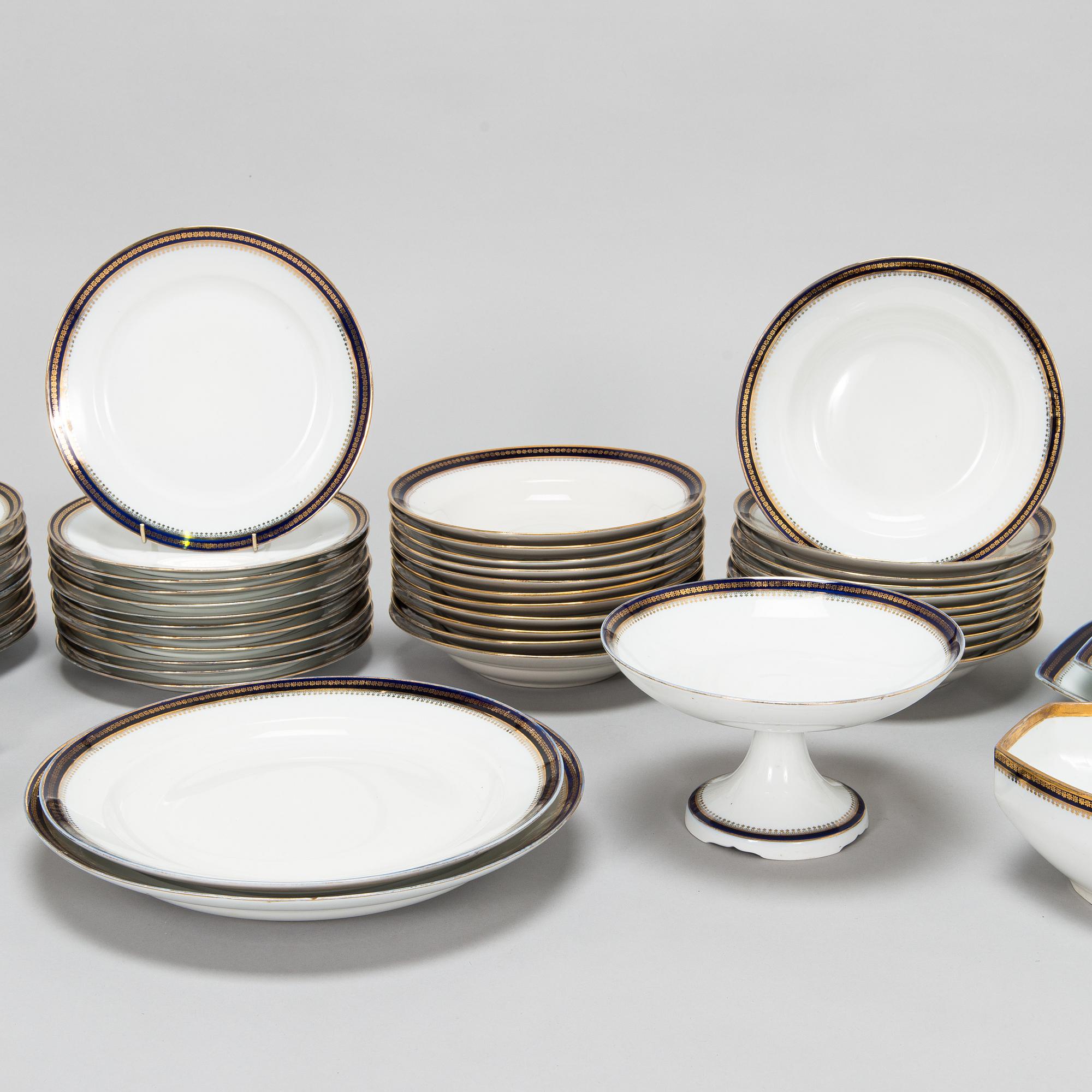 Dinner ware, porcelain, 57 pcs, Kuznetsov, Dmitrov factory, Russia 1894-1917.