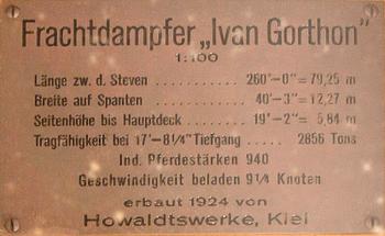 A half hull ship model, S/S Ivan Gorthon, launched 1924.