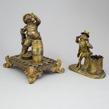 TWO BRONZE INK STANDS, second half of the 19th century.