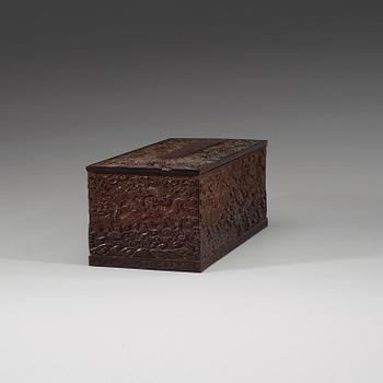 A presumably Zitan wood rectangular box with cover. Qing dynasty (1644-1912).