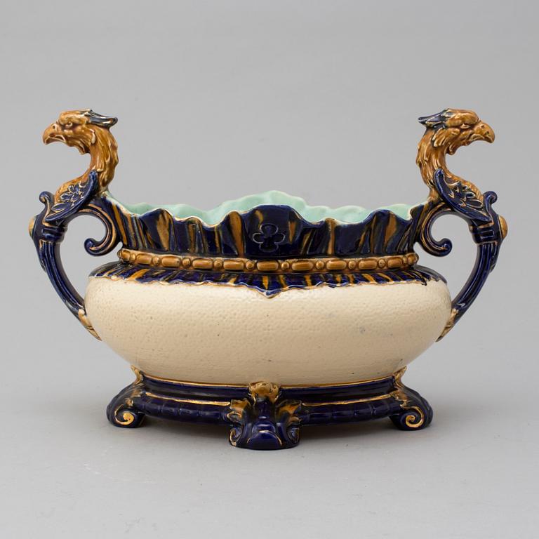 An earthenware jardiniere from Rörstrand, late 19th century.