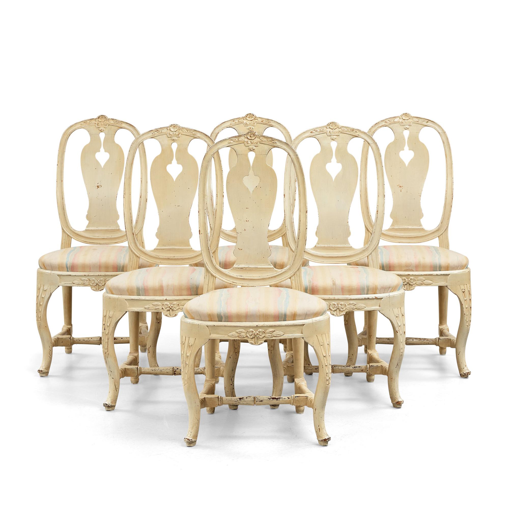 Six Swedish 1770's chairs.