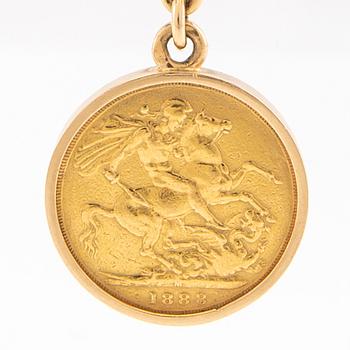Gold coin Victoria D:G: BRITT:REG:F:D:, Great Britain 1888.