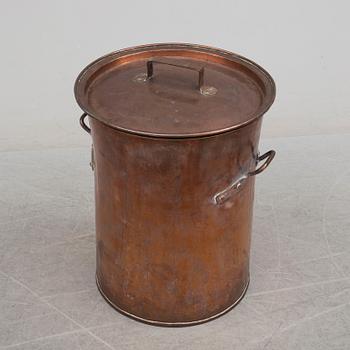 A late 19th century copper barrel.