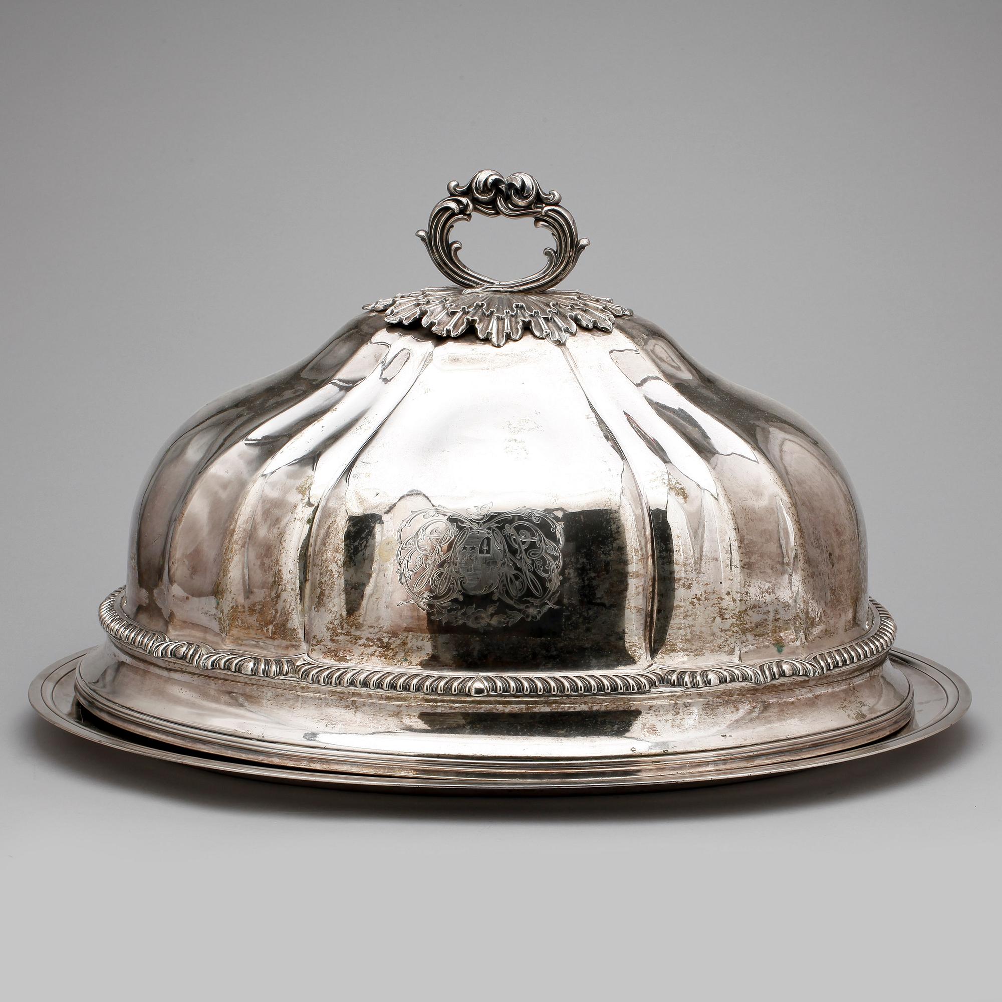 STEKHUV MED FAT, nysilver, rokokostil, troligen England, 1900-tal.