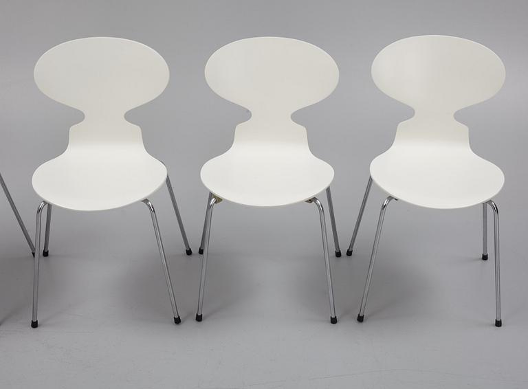 Arne Jacobsen, six 'Ant' chairs, Fritz Hansen, Danmark.