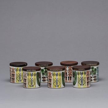 KRYDDBURKAR, 7 st, Anita Nylund för Jie, Gantofta, 1950/60-tal.