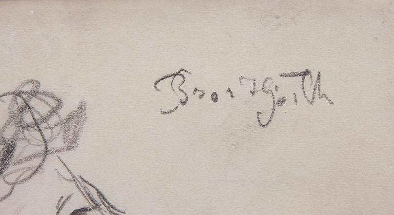 BROR HJORTH, teckning, sign.