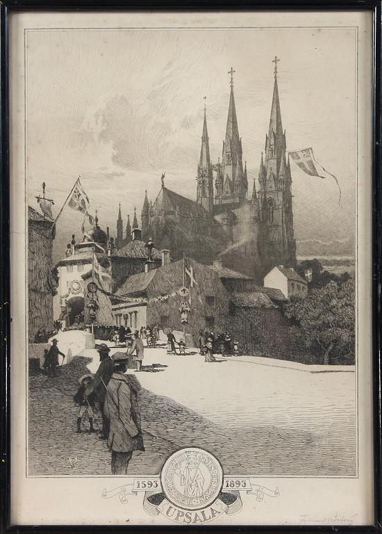 FERDINAND BOBERG, etsning, sign.