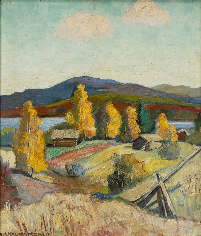 Akke Hugh Malmeström, "Höst-björkar vid Siljan" (Siljansnäs).
