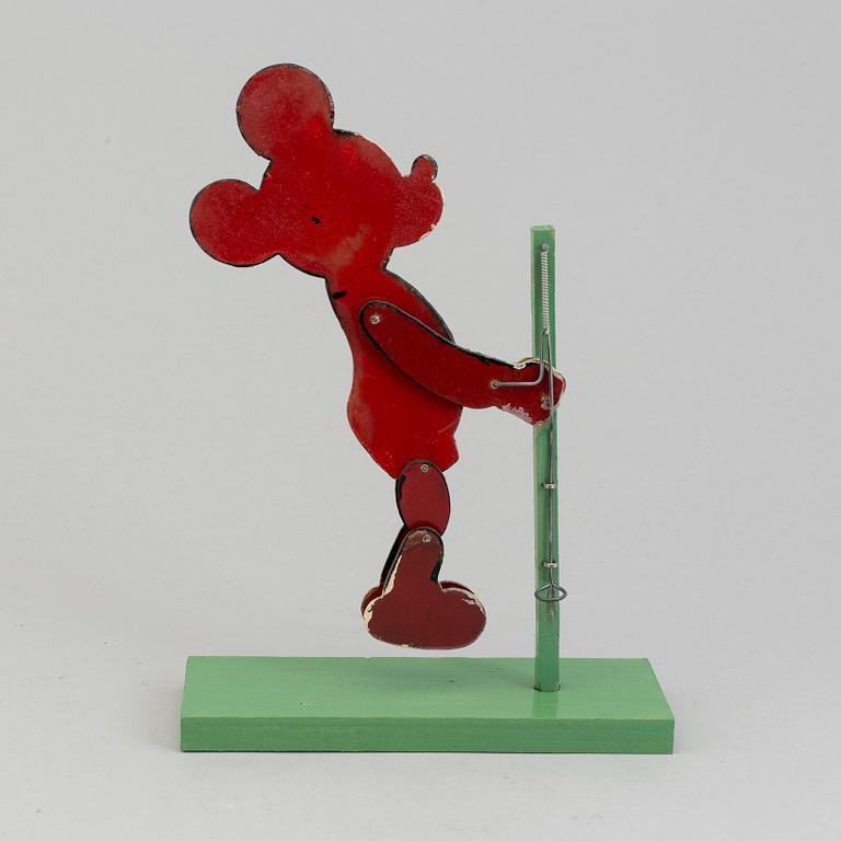 a Mickey Mouse wooden figure and a borthday card, Ringqvists Tryckeri och kartongfabrik, Norrköping 1946.