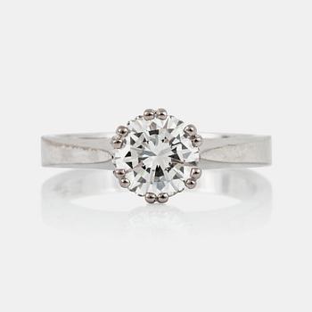 A brilliant-cut diamond, 1.22 cts, ring. Quality circa I/VVS.