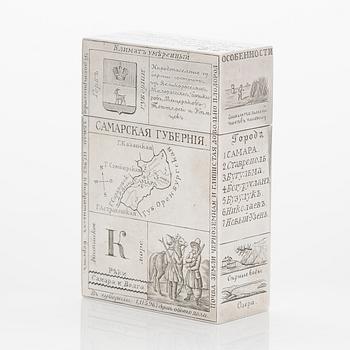 A silver playing card box, Grachev, maker's mark of Johan Olsonius, Saint Petersburg 1886.