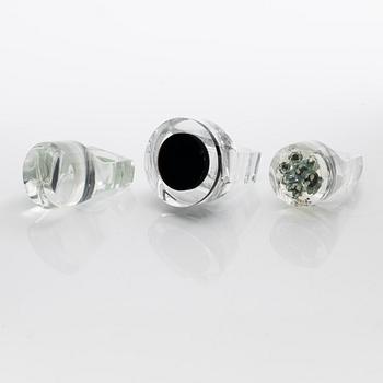 Siv Lagerström, three acrylic rings, 1970s.