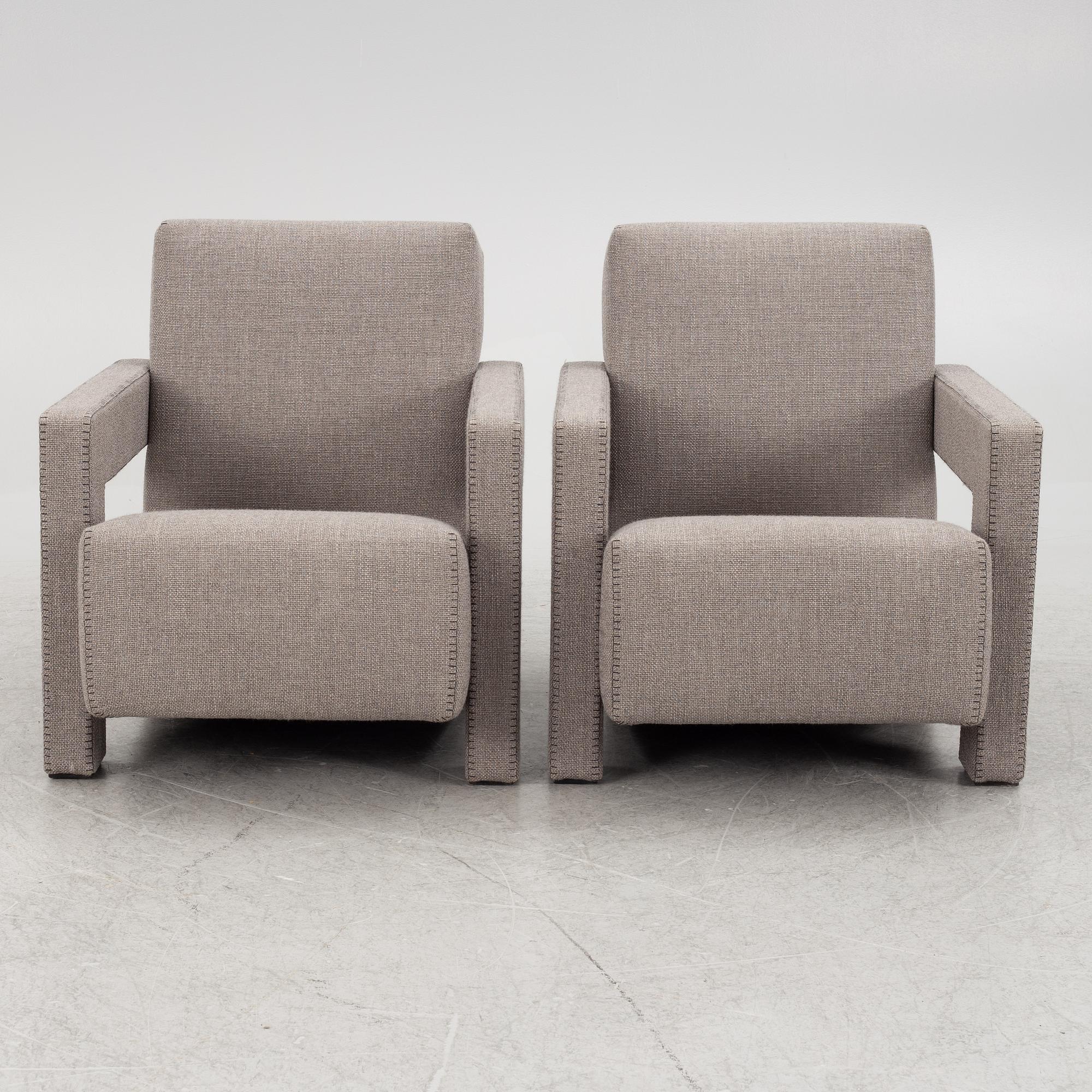 Gerrit Rietveld, a pair of "Utrecht" armchairs, Cassina, 21st century.