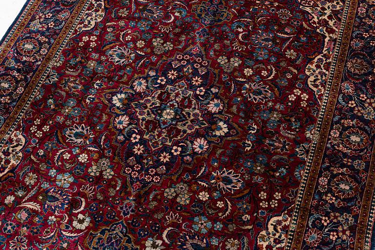 An antique silk Keshan, central Iran, c. 213 x 137 cm.