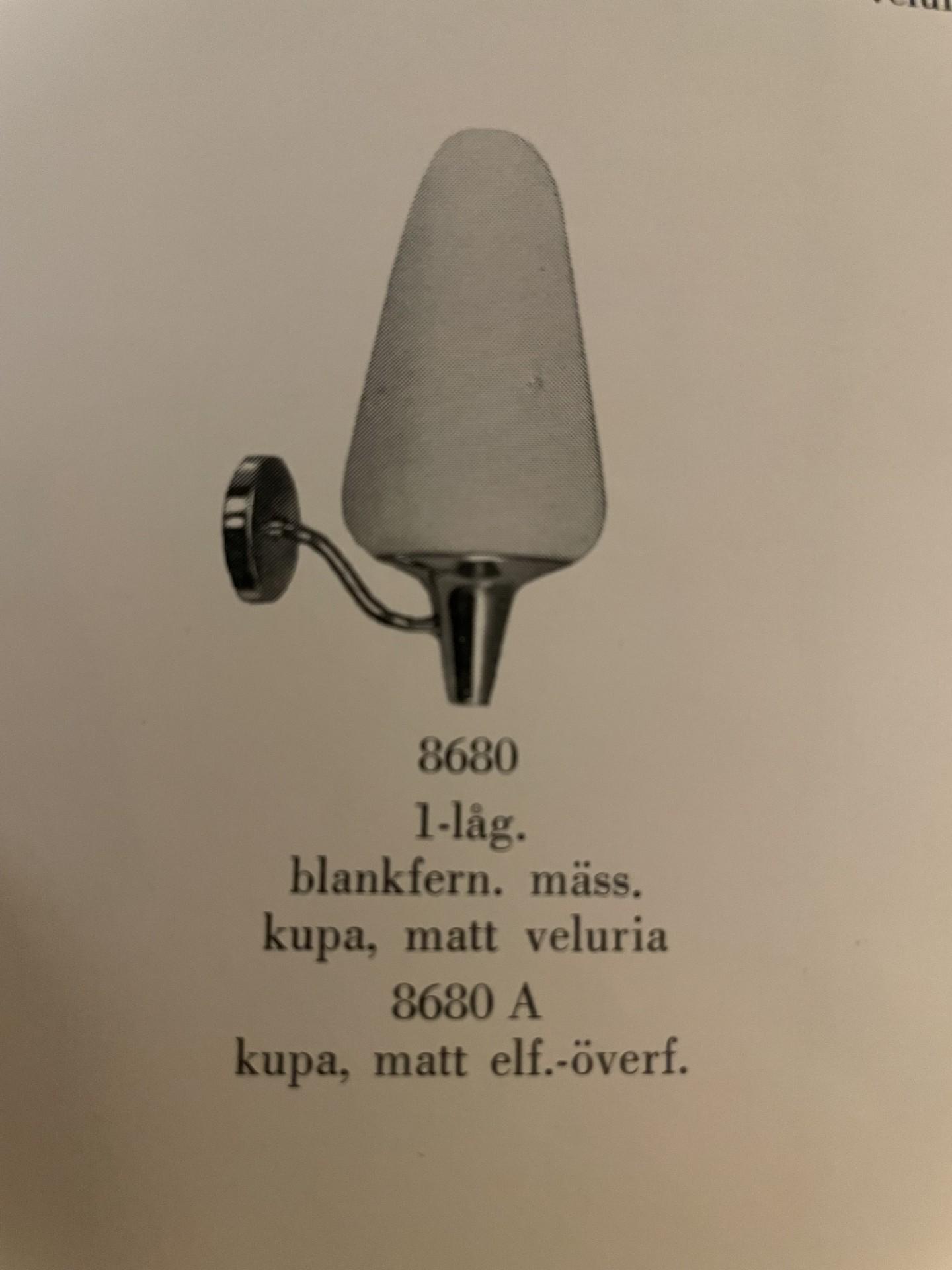 Harald Notini, attributed to, custom-made wall lamp, possibly by Arvid Böhlmarks Lampfabrik 1950s.