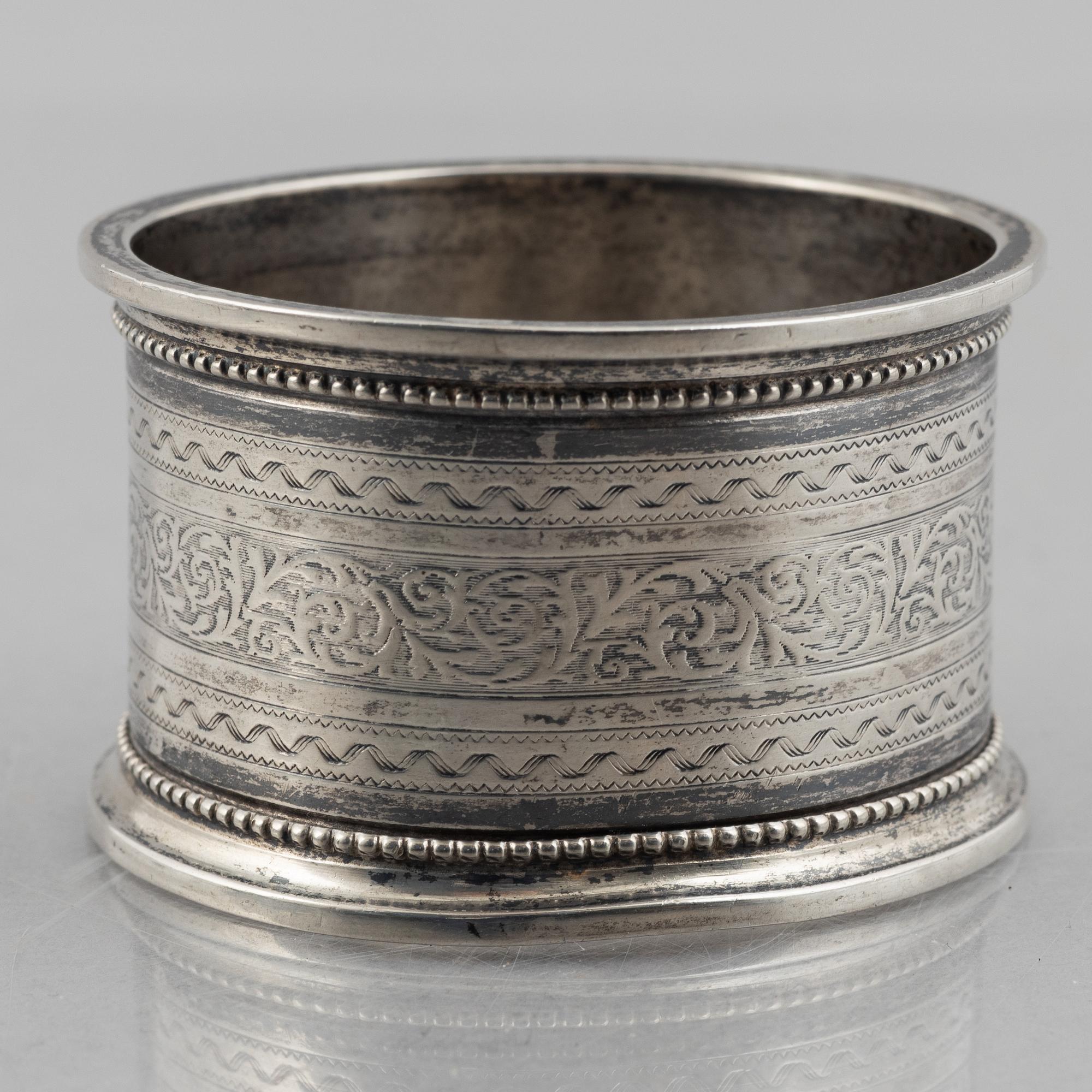 A collection of silver napkin rings, mostly England, Denmark (46 pieces).